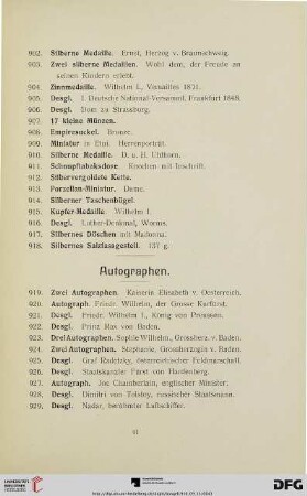 Autographen (Nr. 919-971)
