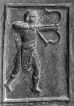 Bronzetür mit Heiligen und der Passion Christi: Bogenschütze