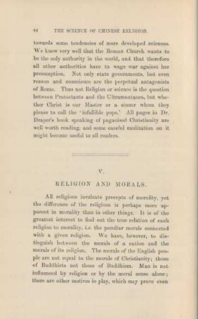 V. Religion and morals