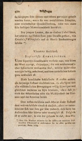 480-499, Vierter Artikel. Soporöse Krankheiten.