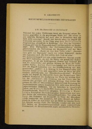 X. Abschnitt Rechtsphilosophische Zeitfragen