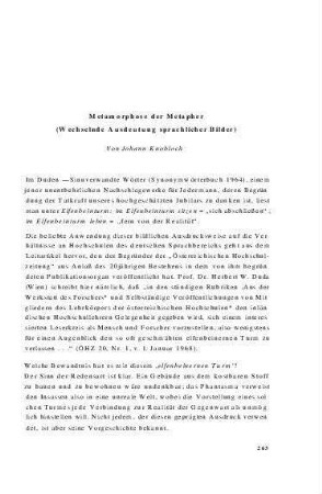 Metamorphose der Metapher (Wechselnde Ausdeutung sprachlicher Bilder)