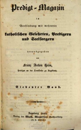 Predigt-Magazin. 7. 1841
