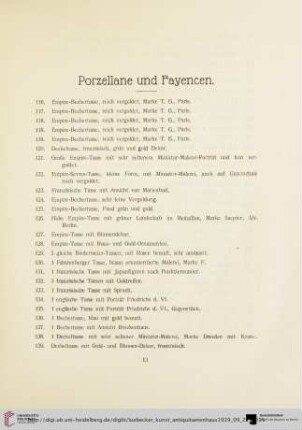 Porzellane und Fayencen (Nr. 116-245