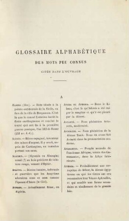 Glossaire Alphabétique Des Mots Peu Connus