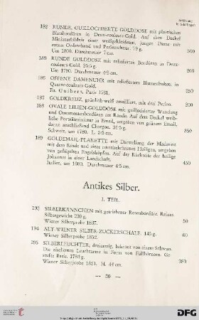 Antikes Silber. I. Teil (Nr. 193-210)
