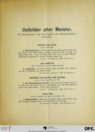 Oelbilder alter Meister (Nr. 1-101)