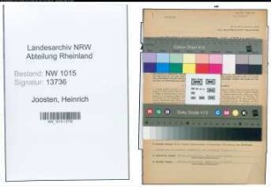 Entnazifizierung Heinrich Joosten , geb. 01.05.1894 (Polizeiwachtmeister)