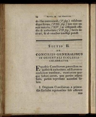 Sectio II. De Consiliis Generalibus In Orientali Ecclesia Celebratis.