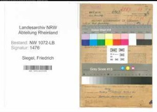 Entnazifizierung Friedrich Siegel , geb. 06.04.1897 (Ingenieur)