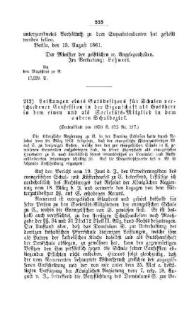 Leistungen eines Gutsbesitzers für Schulen verschiedener Confessionen in der Eigenschaft als Gutsherr in dem einen und als Societäts-Mitglied in dem anderen Schulbezirk: [IV. Elementarschulwesen]