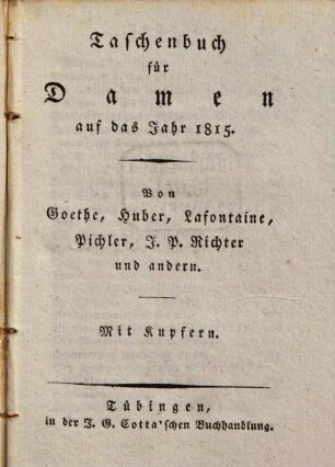 Taschenbuch für Damen : auf das Jahr ... 1815