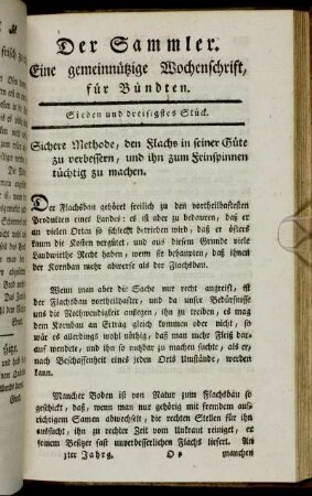 Sieben und dreisigstes Stück.