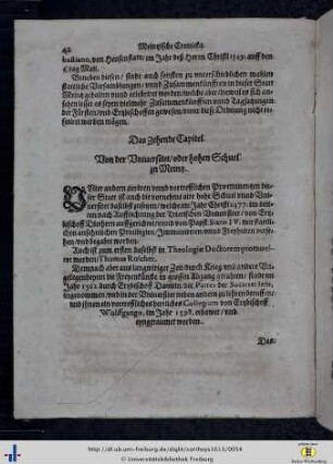 Kap. 10. Von der Universitet und hohen Schuel zu Meintz.
