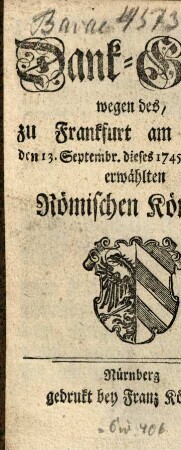 [Sammlung verschiedener Kirchengebete im Gebiet der Stadt Nürnberg aus verschiedenen Anlässen]. 1745