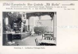 Werbepostkarte für eine Berliner Gaststätte