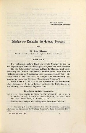 Zoologische Jahrbücher. Abteilung für Systematik, Ökologie und Geographie der Tiere : international journal for zoological sciences. 8. 1895