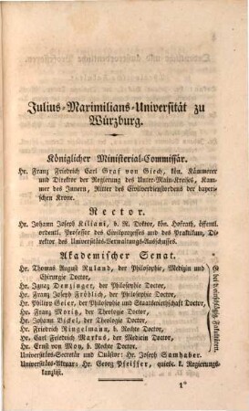 Verzeichniß des Personals und der Studirenden an der Julius-Maximilians-Universität zu Würzburg. 1836, 1836. SS.
