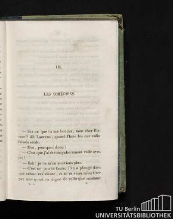 III. Les Comédiens.