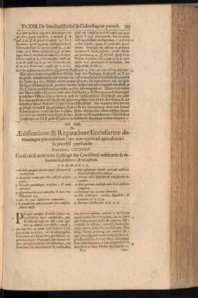 Tit. XXII. De Aedificatione & Reparatione Ecclesiarum domuumque paochialium: nec non operis as agriculturam in prochia praestandis