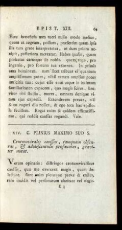XIV. C. Plinius Maximo Suo S.