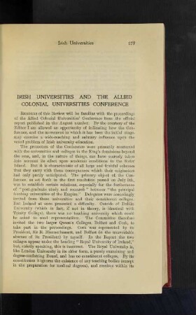 Irish Universities and the Allied Colonial Universities Conference.