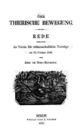Über thierische Bewegung: Populärwissenschaftlicher Vortrag