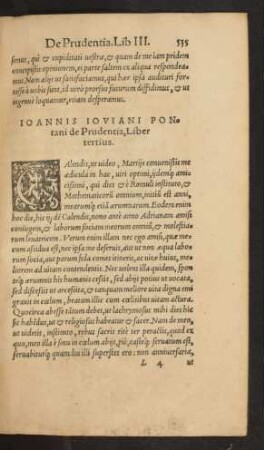 Ioannis Ioviani Pontani de Prudentia, Liber tertius.