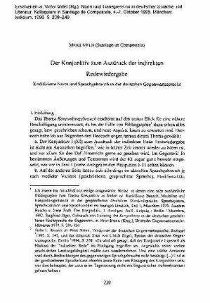 Der Konjunktiv zum Ausdruck der indirekten Redewiedergabe. Kodifizierte Norm und Sprachgebrauch in der deutschen Gegenwartssprache
