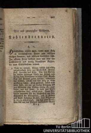 Vier und zwanzigster Abschnitt. Kohlenbrennerey