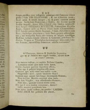 Ad Fautores, Amicos & Studiosos sequentes,[...] I. - XII.