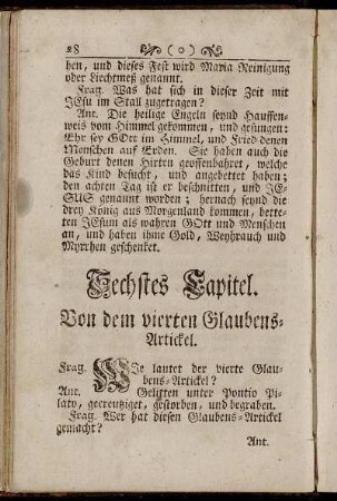 Sechstes Capitel. Von dem vierten Glaubens-Artickel