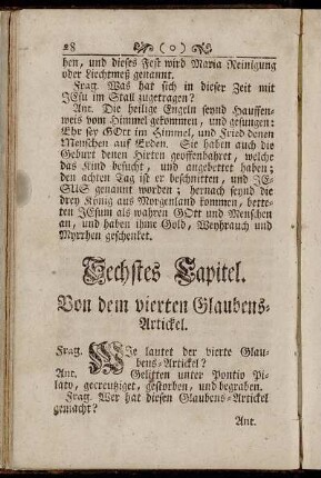 Sechstes Capitel. Von dem vierten Glaubens-Artickel