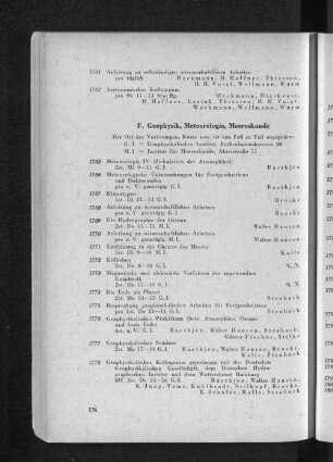 F. Geophysik, Meteorologie, Meereskunde