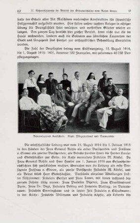 Reservelazarett Karlschule. Ärzte, Pflegepersonal und Verwundete.