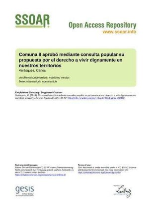 Comuna 8 aprobó mediante consulta popular su propuesta por el derecho a vivir dignamente en nuestros territorios