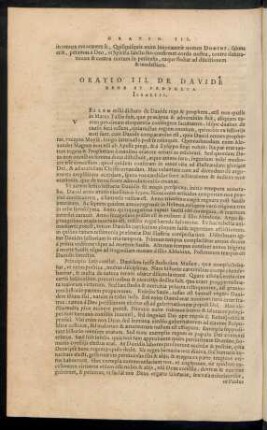 Oratio III. De Davide Rege Et Propheta Israelis.