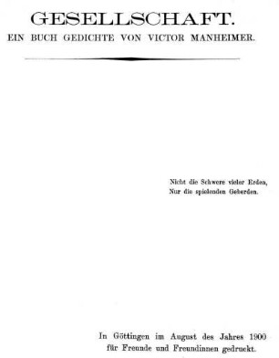 Gesellschaft : Ein Buch Gedichte