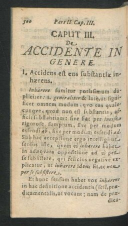 Caput III. De Accidente In Genere.