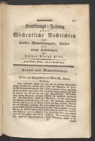32tes Stück, Gotha, den 10. August 1799.