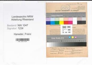 Entnazifizierung Franz Haneder , geb. 05.07.1909 (Kraftfahrer)
