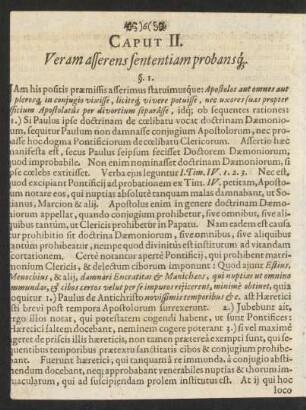 Caput II. Veram afferens sententiam probansq[ue].
