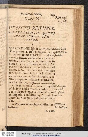 Pars III. Caput X. De Objecto Reipublicae
