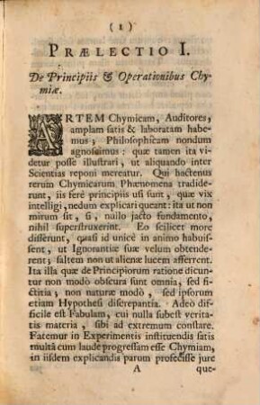 Praelectiones Chymicae : In quibus omnes fere Operationes Chymicae Ad Vera Principia Et ipsius Naturae Leges rediguntur