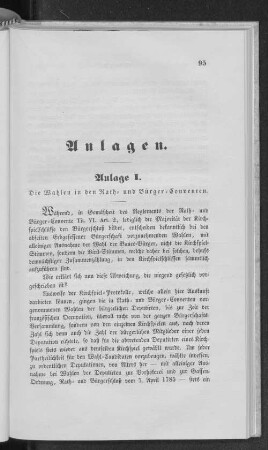 Anlage I. Die Wahlen in den Rath- und Bürger-Conventen.