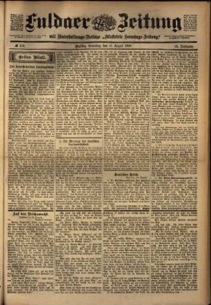 Erste Ausgabe vom Samstag, den 20. August 1898.