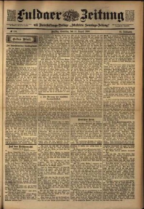 Erste Ausgabe vom Samstag, den 20. August 1898.