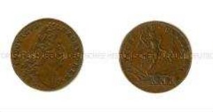 Nürnberger Rechenpfennig von Lazarus Gottlieb Lauffer mit Ludwig XIV. von Frankreich (lateinisch)