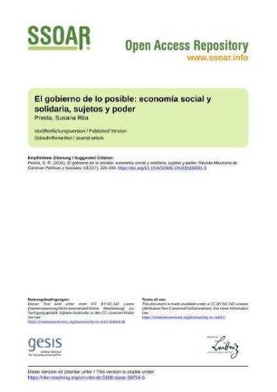 El gobierno de lo posible: economía social y solidaria, sujetos y poder