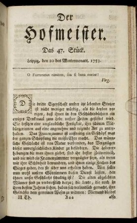Das 47. Stück. Leipzig, den 20 des Wintermonats, 1753.